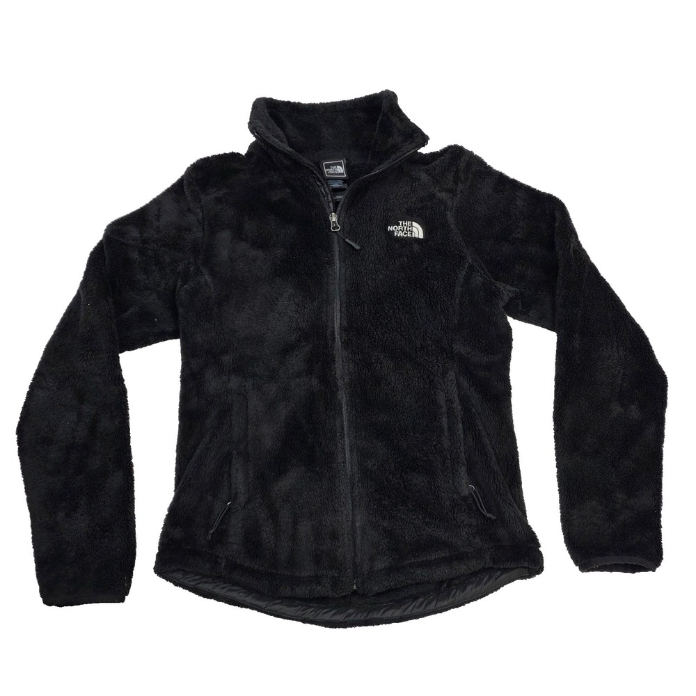 The North Face Fuzzy Fleece Osito‎ Black Full Zip Jacket Logo Women Size XS Soft